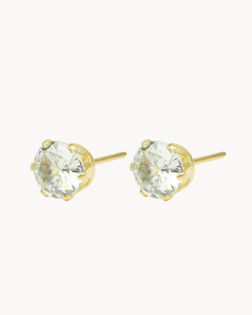 Zirconia Stud Earrings, Gold