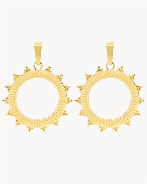 Sun Hollow Earring Pendants, Gold