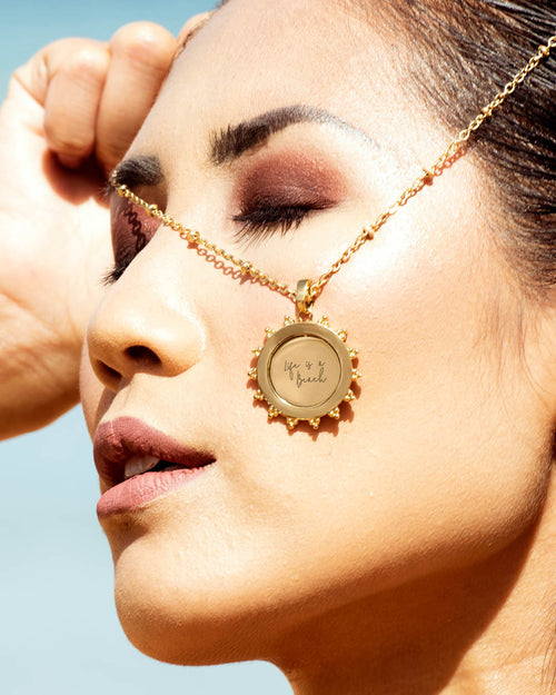 Sun Spin Engravable Pendant, Gold