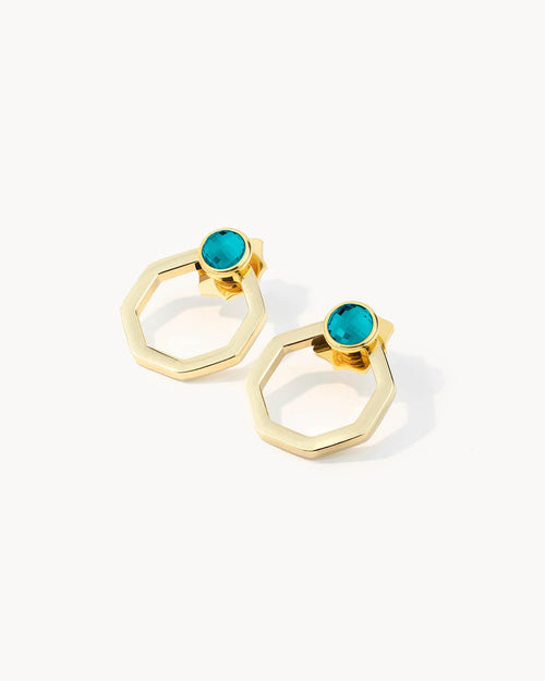 May Birthstone Friendship Octagon Ħabbata Earring Set, Gold