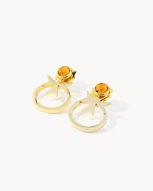 November Birthstone Happiness Maltese Cross  Ħabbata Earring Set, Gold