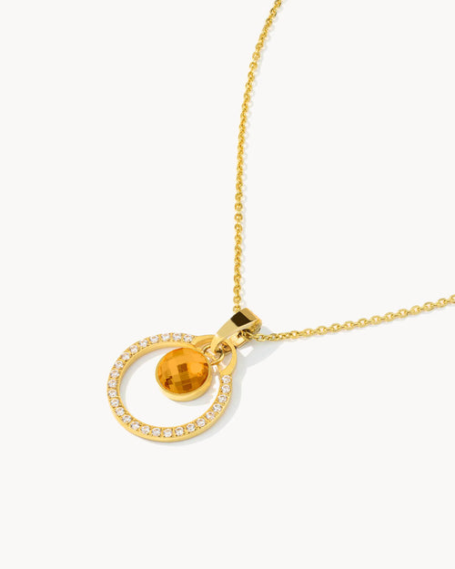 November Birthday Halo Necklace Set, Gold