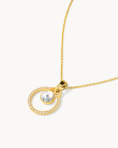 April Birthday Halo Necklace Set, Gold