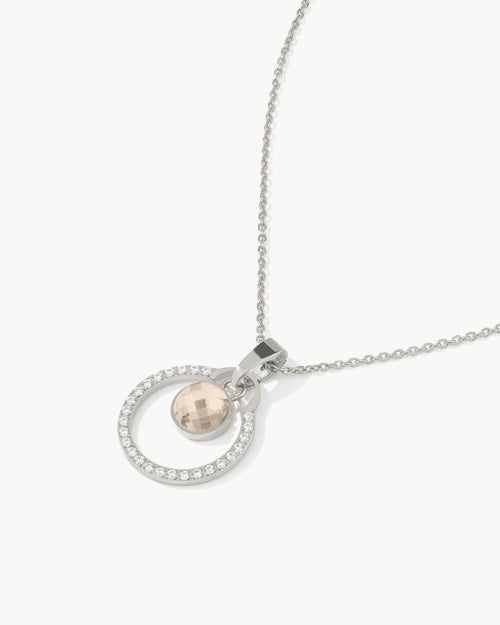 October Birthday Halo Necklace Set, Silver