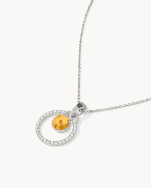 November Birthday Halo Necklace Set, Silver