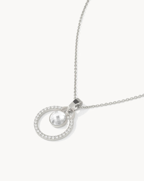 April Birthday Halo Necklace Set, Silver