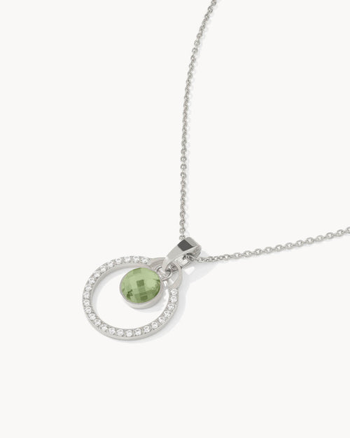 August Birthday Halo Necklace Set, Silver