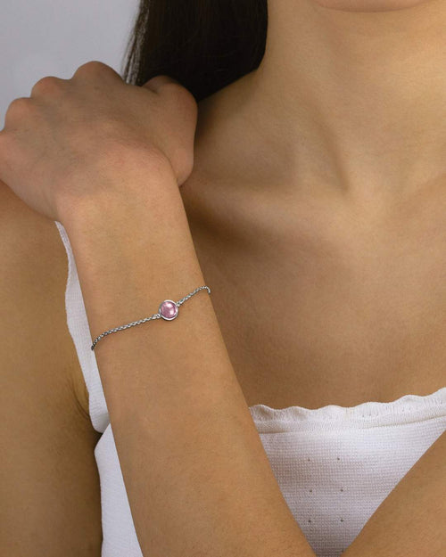 February Bridal Birthstone Signature Bracelet Set, Silver