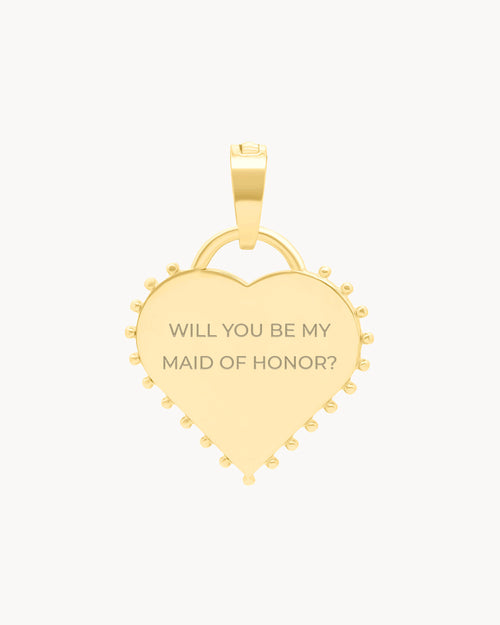 Bridal Ready-Made Studded Heart Engravable Pendant Gold