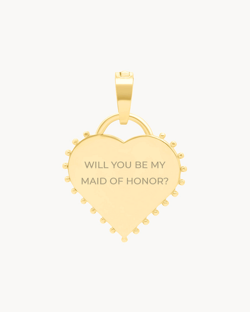 Bridal Ready-Made Studded Heart Engravable Pendant Gold