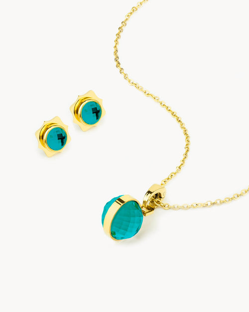 May Birthstone Little Moments Necklace and Stud Earrings Set, Gold