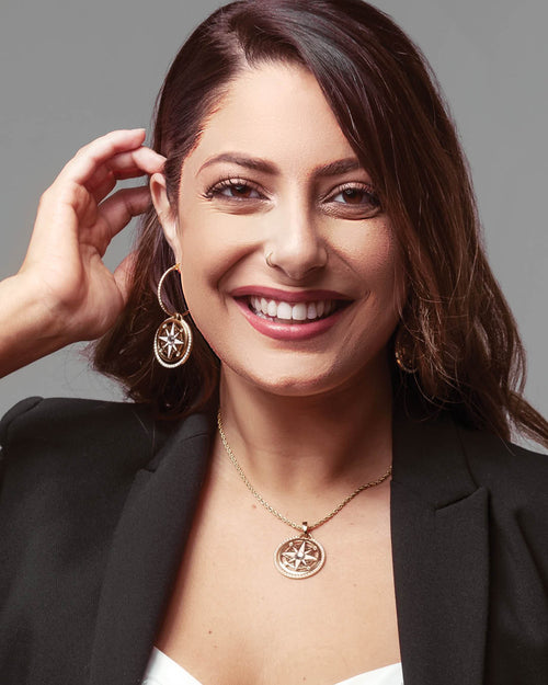 Compass Earrings Set, Gold