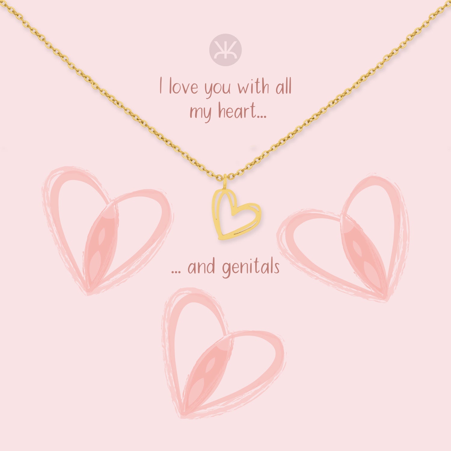 I Love You Studded Heart Necklace Set, Gold – Mvintage