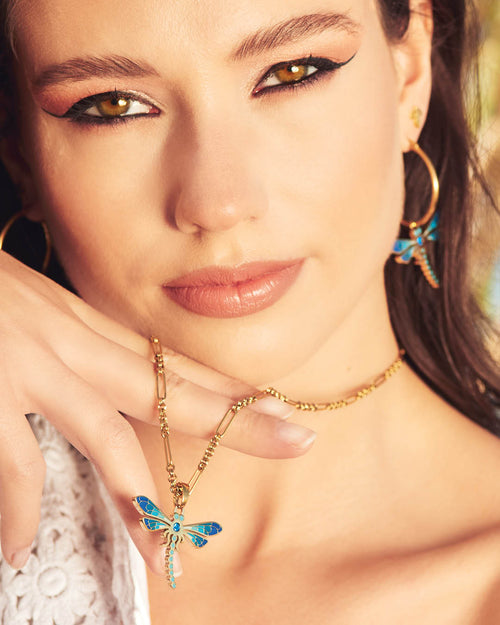Wise Dragonfly Charm Chain Set, Gold