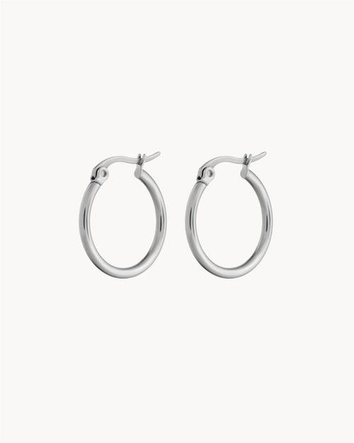 Medium Signature Hoops, Silver