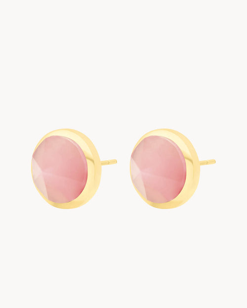 Pure Love Stone Blush Cateye Ħabbata Stud Earrings, Gold