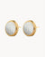 Protection Stone Mother Pearl Signature Stud Earrings, Gold