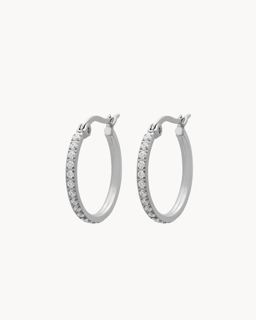 Medium Starlight Hoop Earrings, Silver
