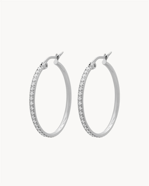 Large Starlight Hoop Earrings, Silver