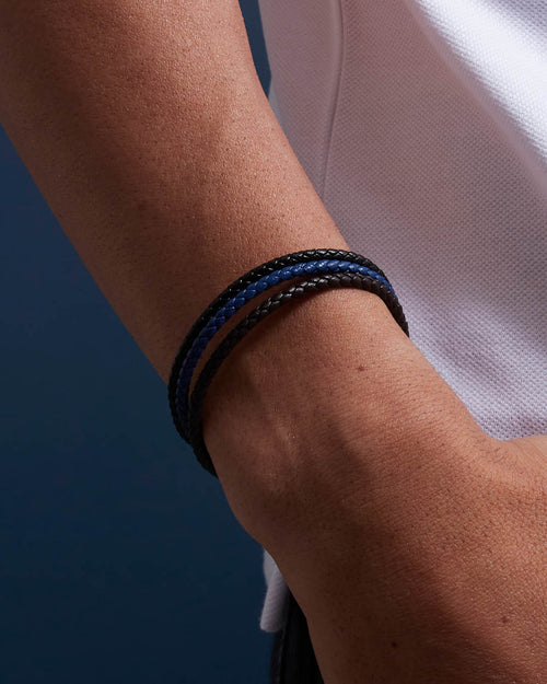 Trio Braided Leather Bracelets Set
