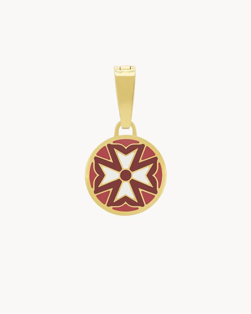 Kavallieri Bravery Red Maltese Cross Maduma Pendant, Gold