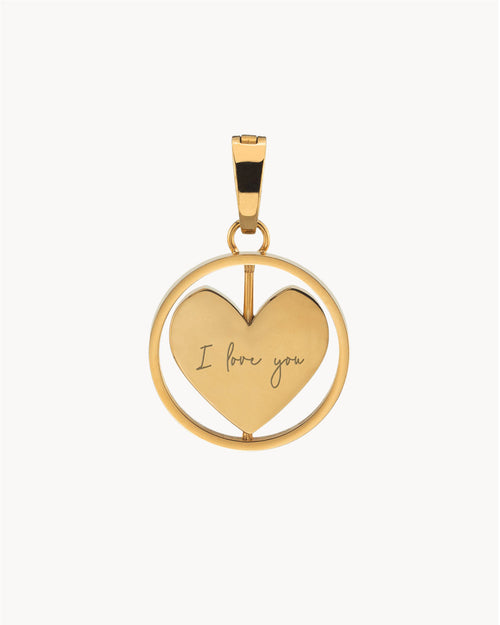 I Love You Heart Spin Pendant, Gold