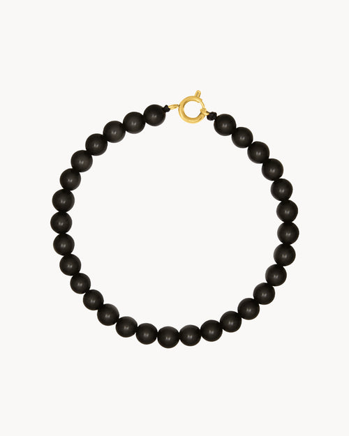 Power Stone Black Onyx Charm Bracelet, Gold