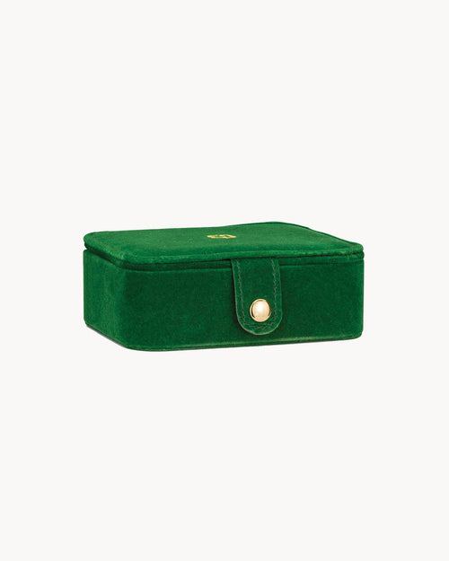 Dainty Green Velvet Jewellery Box