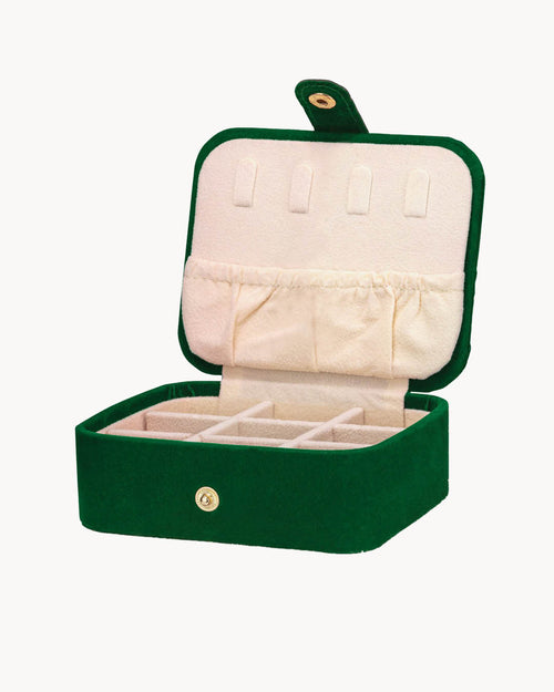 Dainty Green Velvet Jewellery Box