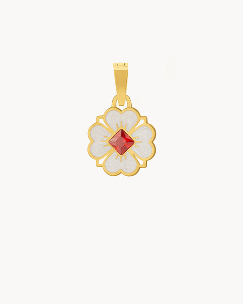 Dainty Lucky Love White Flower Pendant, Gold