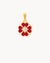 Dainty Lucky Love Red Flower Pendant, Gold