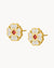 Lucky Love White Flower Stud Earrings, Gold