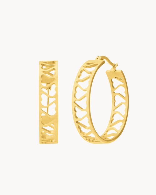 Lucky Love Hollow Statement Hoop Earrings, Gold