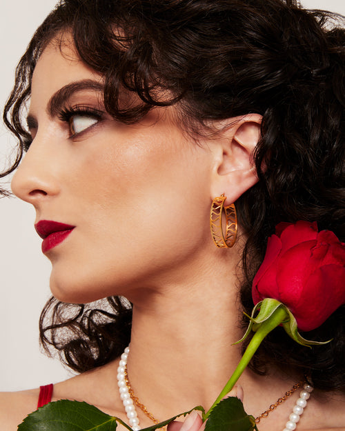Lucky Love Hollow Statement Hoop Earrings, Gold