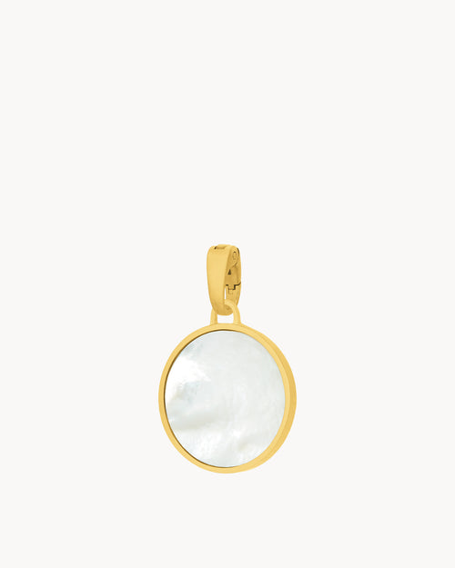Protection Stone Mother Pearl Dainty Statement Pendant, Gold