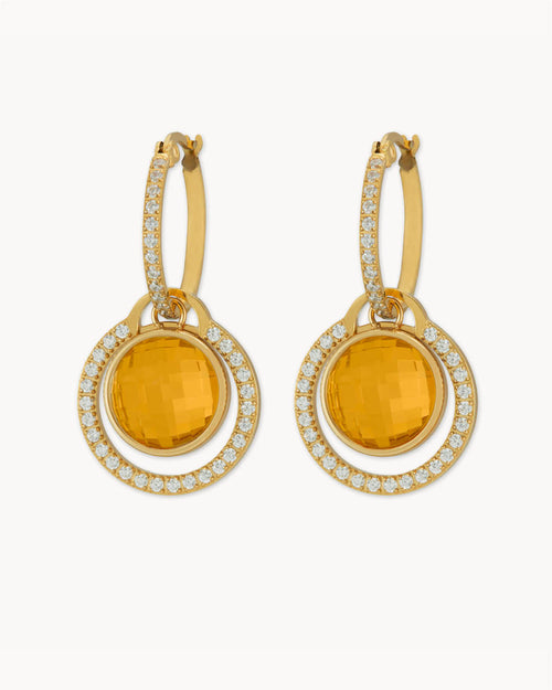 November Bridal Birthstone and Halo Earrings Set, Gold
