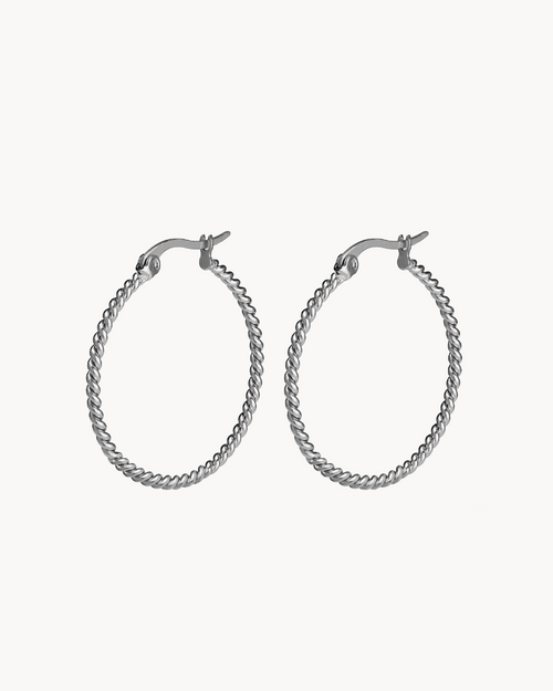 Large Rope Hoops, Silver