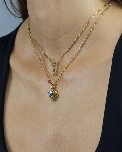 June Strength Dainty Signature Birthstone Necklace Set, Gold