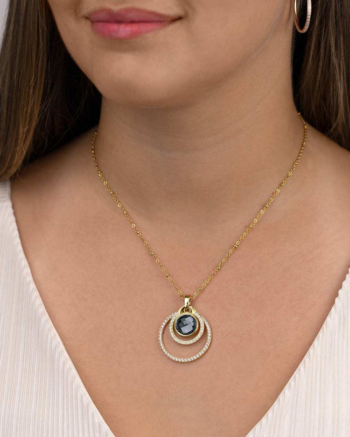 June Birthday Halo Necklace Set, Gold