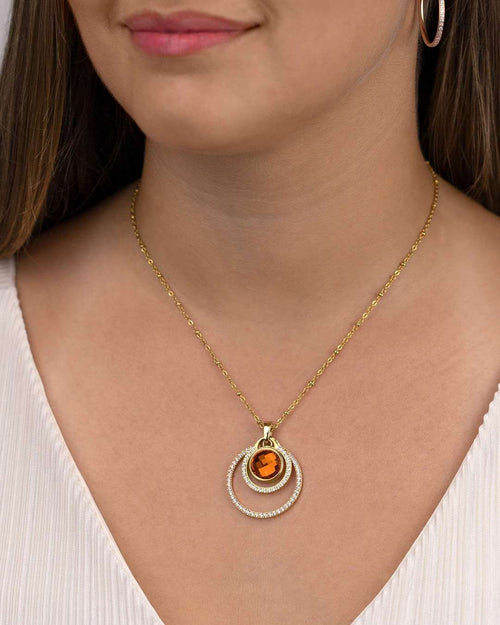 November Birthday Halo Necklace Set, Gold