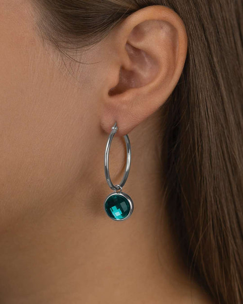 May Friendship Birthstone Signature Earring Pendants, Silver