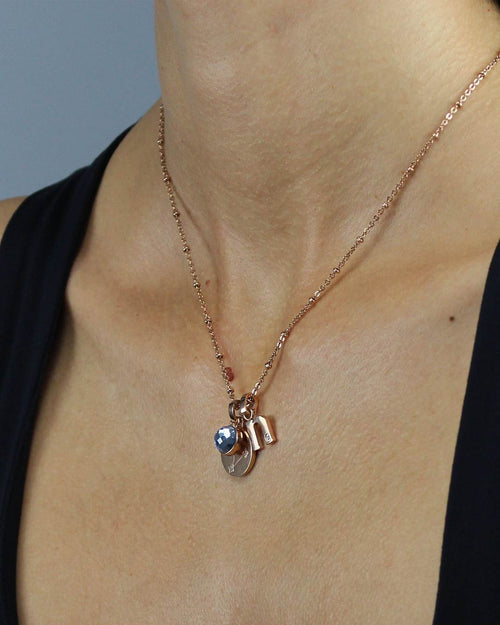 December Uniqueness Dainty Signature Birthstone Necklace Set, Silver