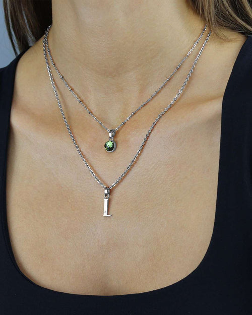 August Birthstone Beauty Dainty Signature Pendant, Silver
