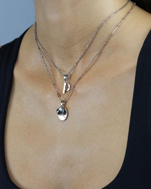 June Birthstone Strength Dainty Signature Pendant, Silver