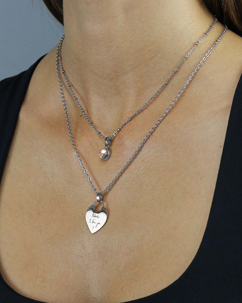 October Birthstone Love Dainty Signature Pendant, Silver