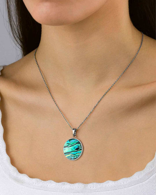 Fearlessness Stone Abalone Shell Signature Statement Pendant, Silver