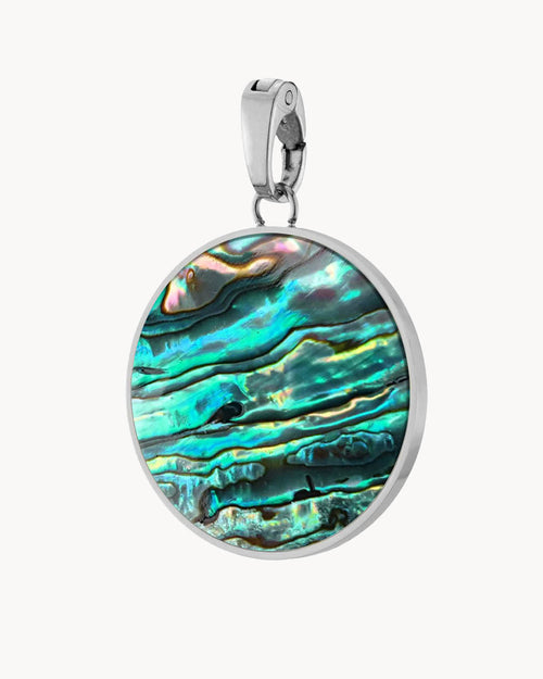 Fearlessness Stone Abalone Shell Signature Statement Pendant, Silver