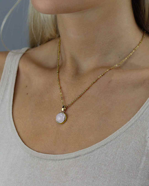 Kindness Stone Pink Quartz Signature Pendant, Gold