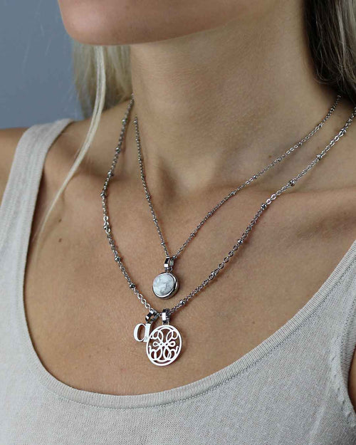 Ambition Stone White Howlite Signature Pendant, Silver