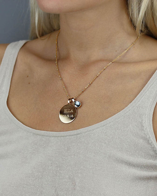 Medium Disc Engravable Pendant, Gold